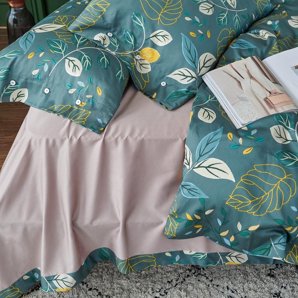 91家纺网 家纺一手货源 找家纺 优然居2020新款60S长绒棉活性印花四件套 青柠