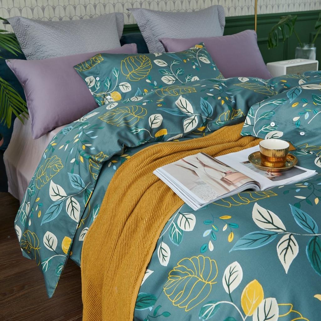 91家纺网 家纺一手货源 找家纺 优然居2020新款60S长绒棉活性印花四件套 青柠