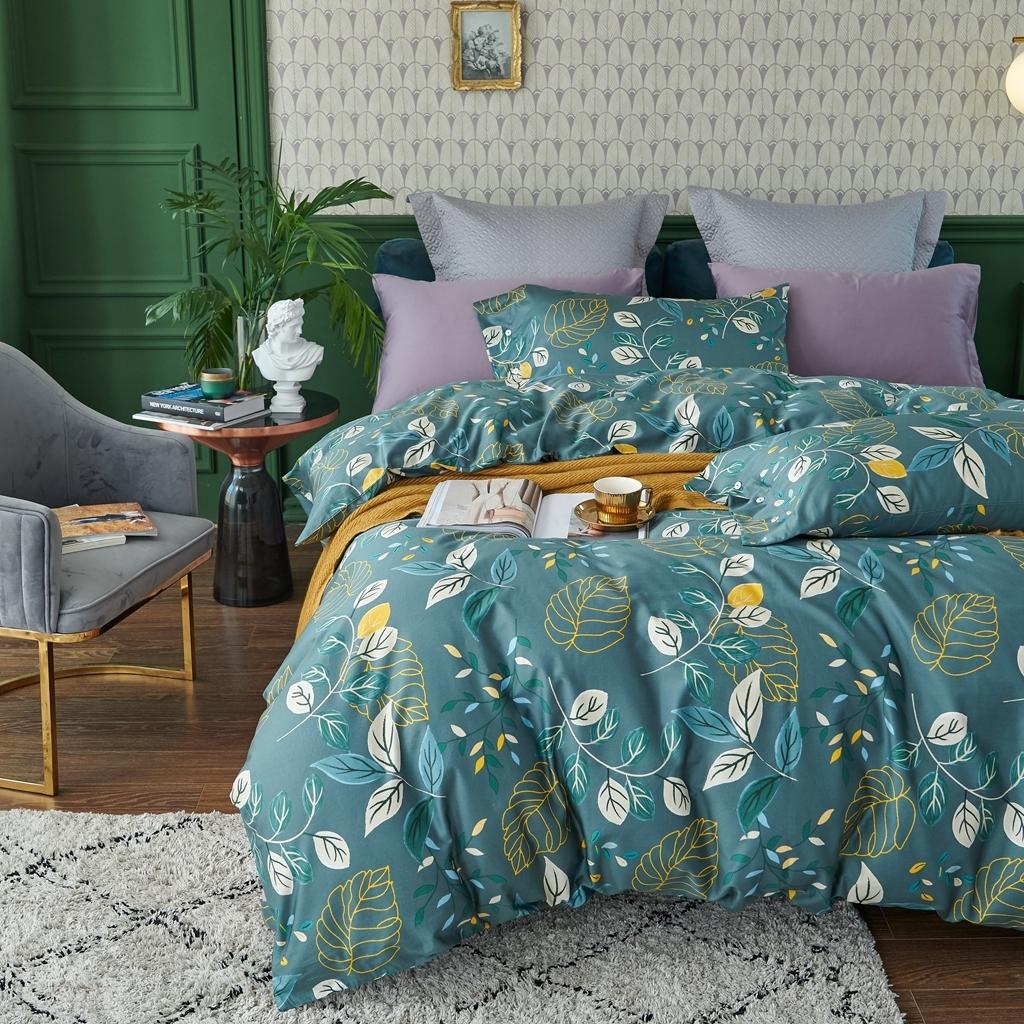 91家纺网 家纺一手货源 找家纺 优然居2020新款60S长绒棉活性印花四件套 青柠