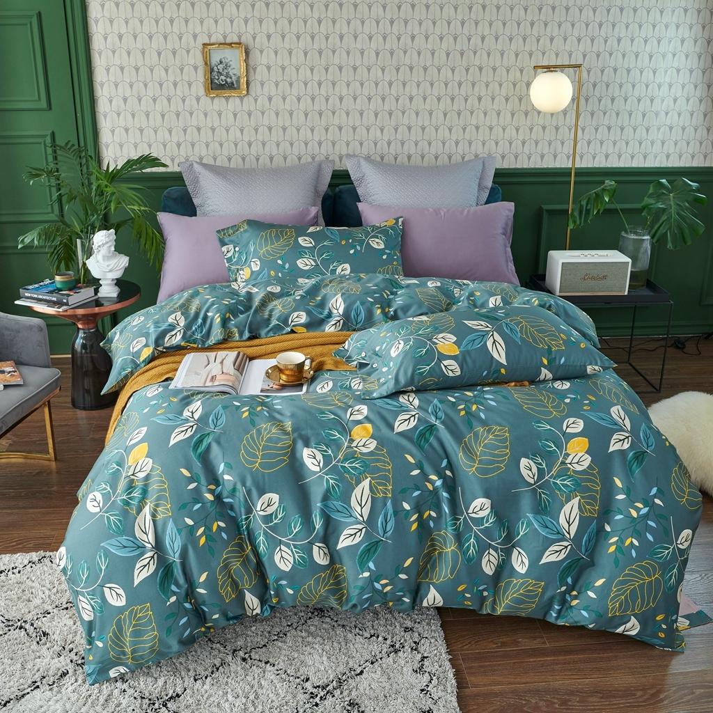 91家纺网 家纺一手货源 找家纺 优然居2020新款60S长绒棉活性印花四件套 青柠