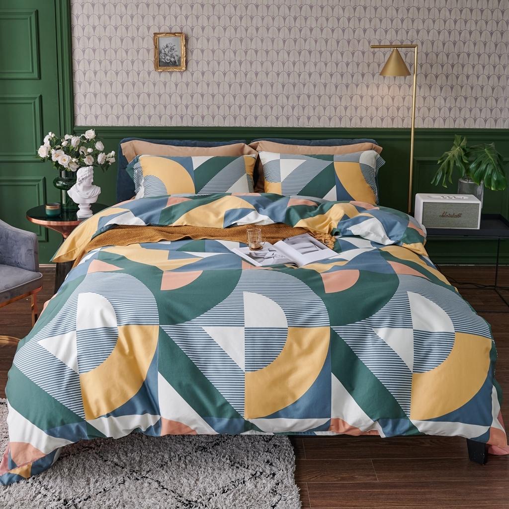 91家纺网 家纺一手货源 找家纺 优然居2020新款60S长绒棉活性印花四件套 塞雅绿