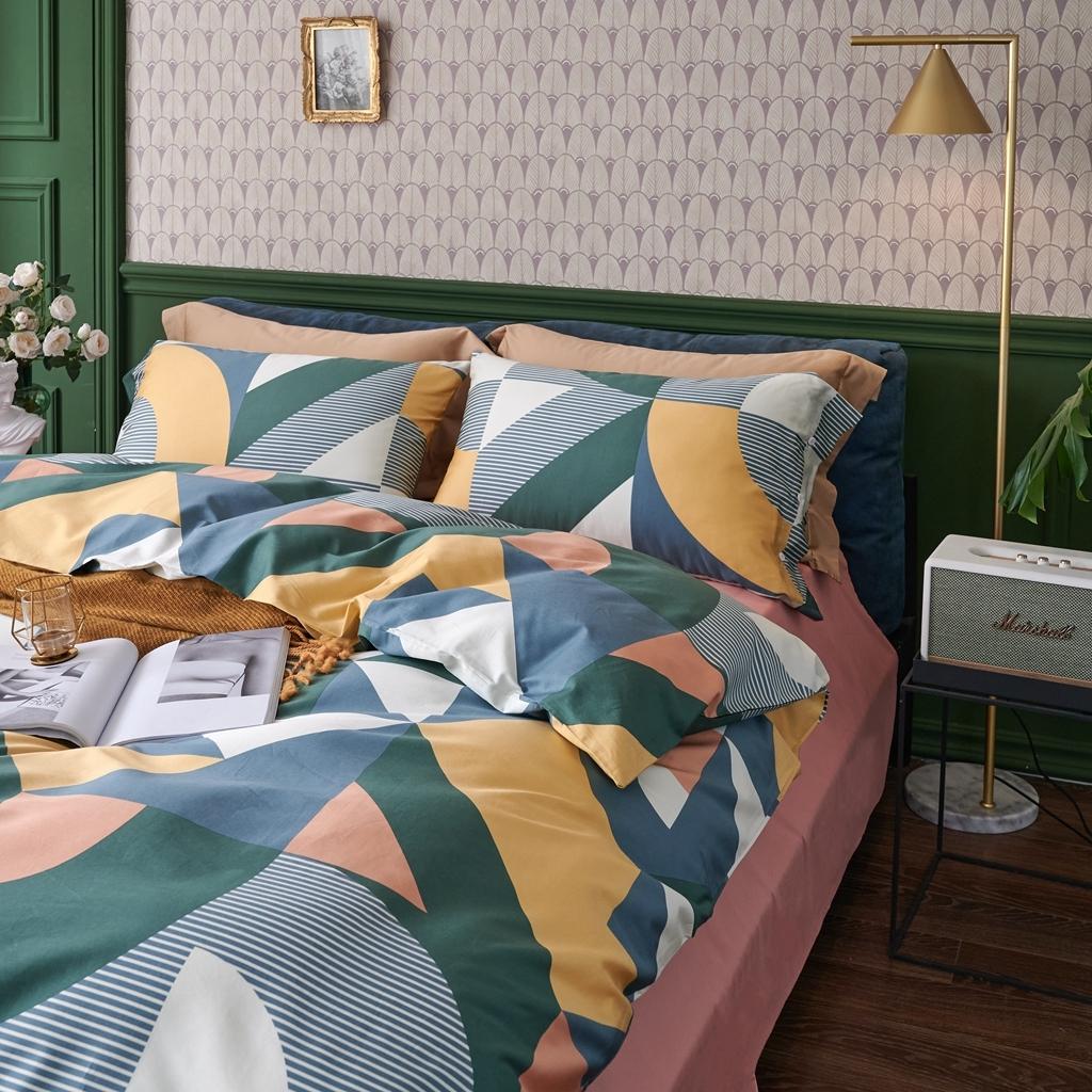 91家纺网 家纺一手货源 找家纺 优然居2020新款60S长绒棉活性印花四件套 塞雅绿