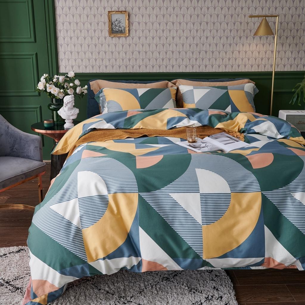 91家纺网 家纺一手货源 找家纺 优然居2020新款60S长绒棉活性印花四件套 塞雅绿