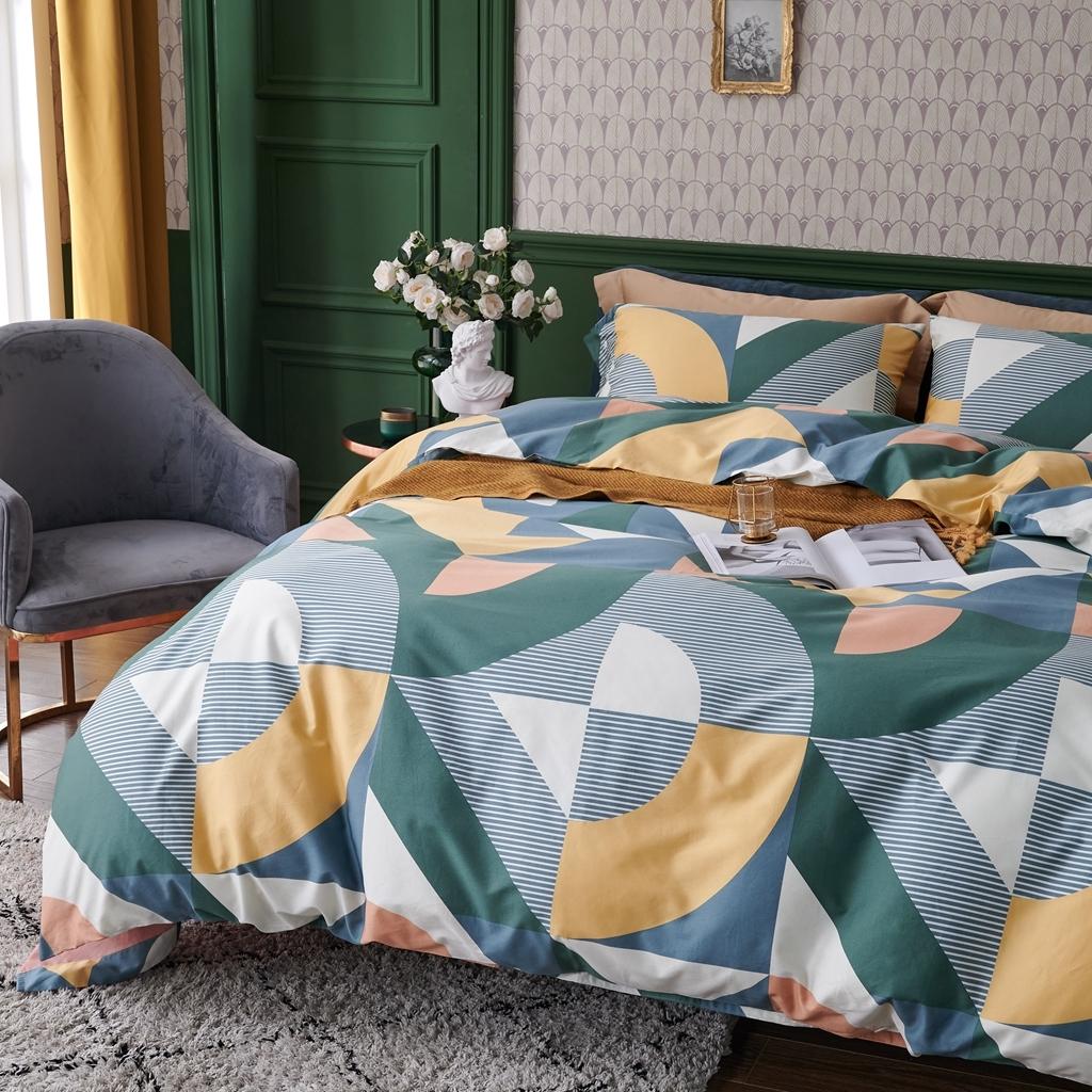 91家纺网 家纺一手货源 找家纺 优然居2020新款60S长绒棉活性印花四件套 塞雅绿