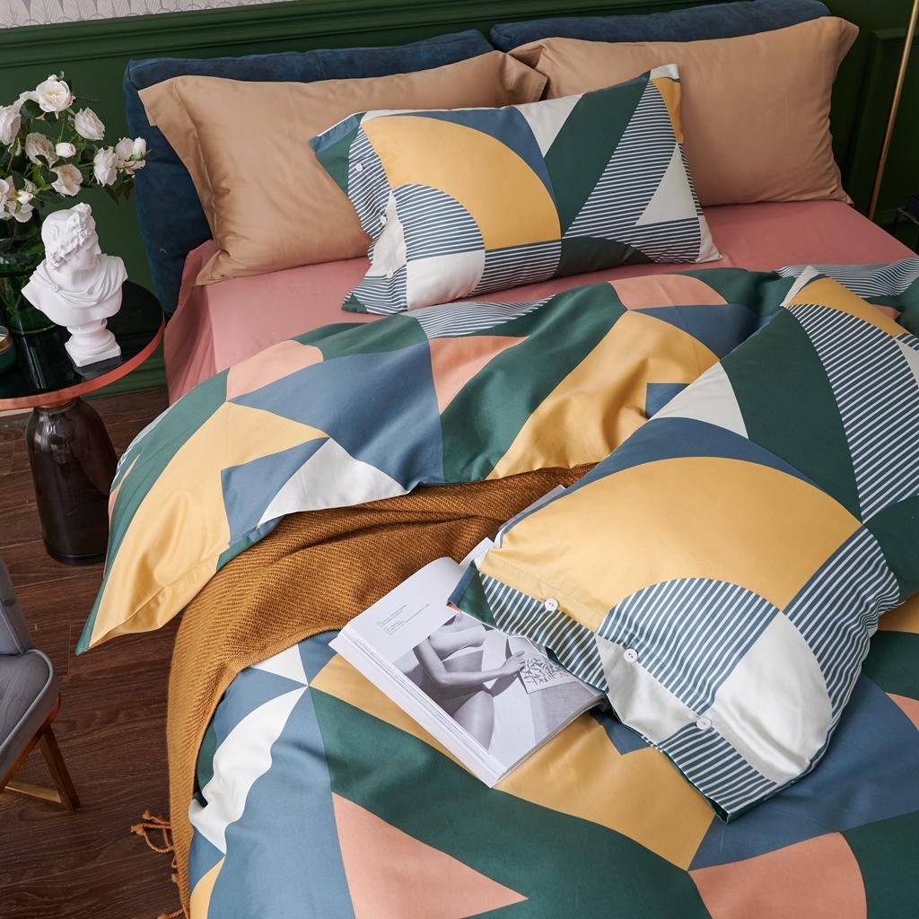 91家纺网 家纺一手货源 找家纺 优然居2020新款60S长绒棉活性印花四件套 塞雅绿