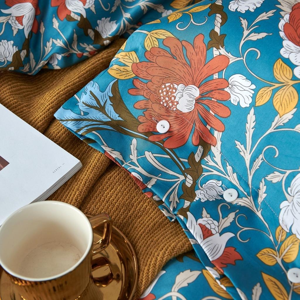 91家纺网 家纺一手货源 找家纺 优然居2020新款60S长绒棉活性印花四件套 特赫姆蓝