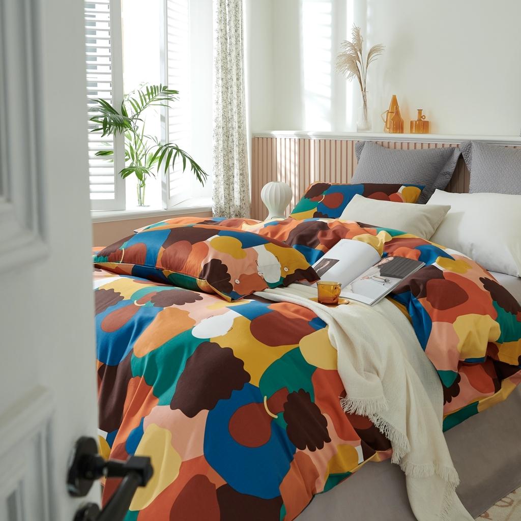 91家纺网 家纺一手货源 找家纺 优然居2020新款60S长绒棉活性印花四件套 邂逅