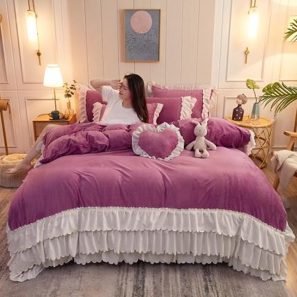 91家纺网 家纺一手货源 找家纺 铠畅 2020新款水晶绒四件套 甜蜜时光-豆沙