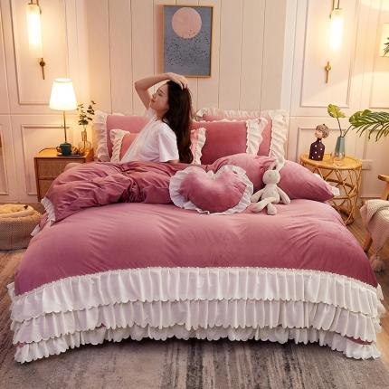 91家纺网 家纺一手货源 找家纺 铠畅 2020新款水晶绒四件套 甜蜜时光-裸色