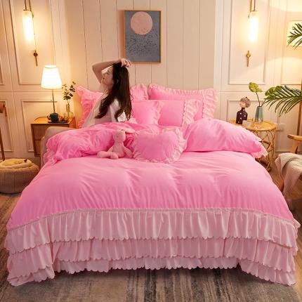 91家纺网 家纺一手货源 找家纺 铠畅 2020新款水晶绒四件套 甜蜜时光-粉色