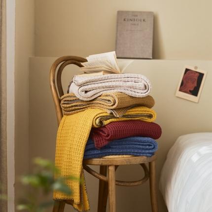 （总）暖绵绵 新品上架戴维雅单层华夫格针织毯毯子盖毯软装搭毯