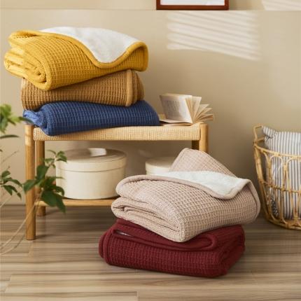 （总）暖绵绵 新品上架戴维雅加绒华夫格针织毯毯子盖毯软装搭毯