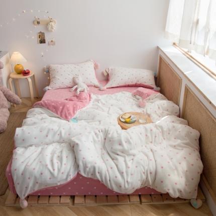 91家纺网 家纺一手货源 找家纺 （总）桃子家居2020新品甜蜜爱心毛球牛奶绒系列四件套