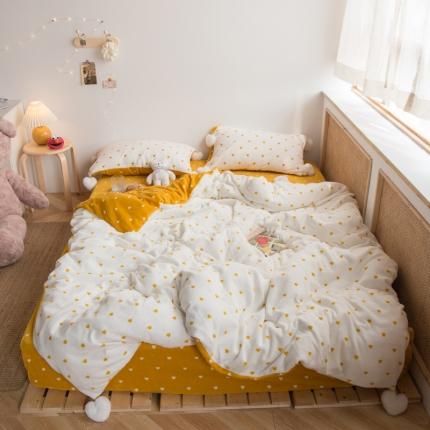 91家纺网 家纺一手货源 找家纺 （总）桃子家居2020新品甜蜜爱心毛球牛奶绒系列四件套