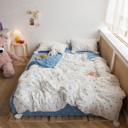 91家纺网 家纺一手货源 找家纺 （总）桃子家居2020新品甜蜜爱心毛球牛奶绒系列四件套