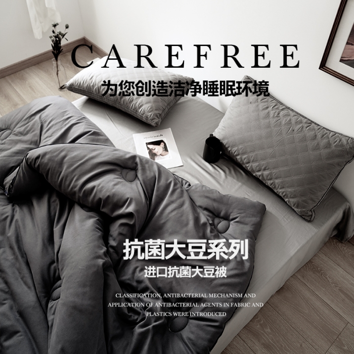 91家纺网 家纺一手货源 找家纺 巴宝路 2021新款立体抗菌大豆被 暗夜灰 冬被春秋被地暖被