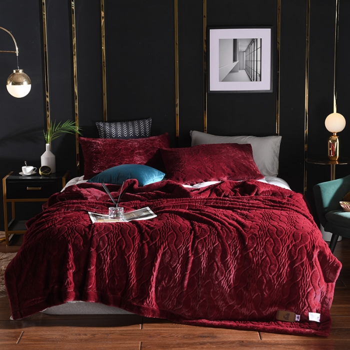 91家纺网 家纺一手货源 找家纺 (总） 卡奥 2021纯色貂皮毯子加厚仿皮草盖毯银狐绒毛毯