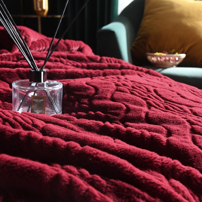 91家纺网 家纺一手货源 找家纺 (总） 卡奥 2021纯色貂皮毯子加厚仿皮草盖毯银狐绒毛毯