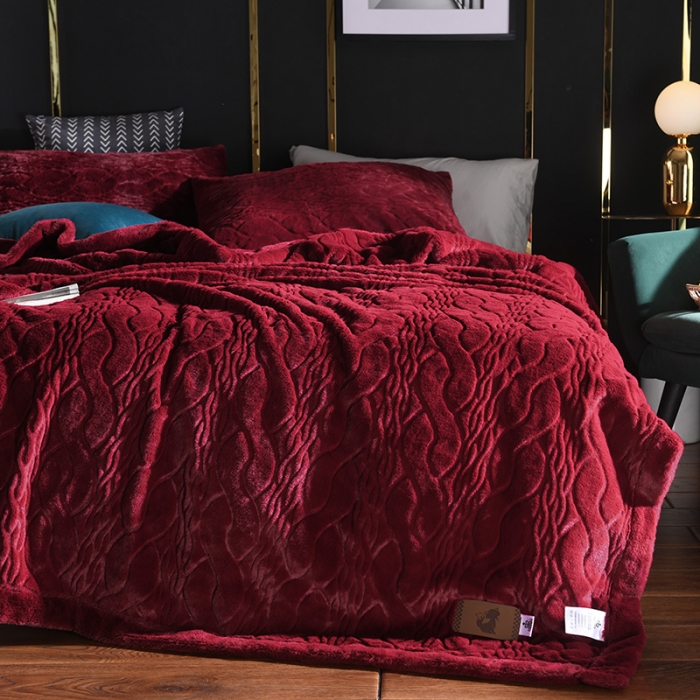 91家纺网 家纺一手货源 找家纺 (总） 卡奥 2021纯色貂皮毯子加厚仿皮草盖毯银狐绒毛毯