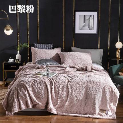 91家纺网 家纺一手货源 找家纺 卡奥 2021纯色貂皮毯子加厚仿皮草盖毯银狐绒毛毯 巴黎粉