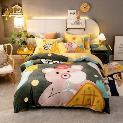 91家纺网 家纺一手货源 找家纺 （总） 塔塔 2025新款牛奶绒大版四件套