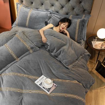 91家纺网 家纺一手货源 找家纺 总七七 2025新款保暖加厚提花牛奶绒四件套法莱水晶绒