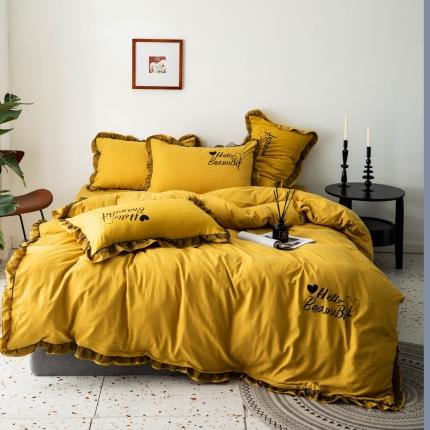 91家纺网 家纺一手货源 找家纺 （总）睡美美 2025新款韩风水洗棉四件套