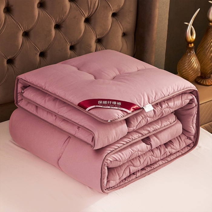 91家纺网 家纺一手货源 找家纺 天瑜家纺 2023新款磨毛压花冬被 豆沙色