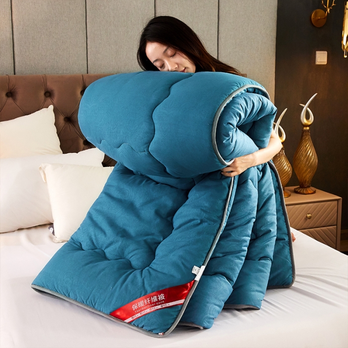 91家纺网 家纺一手货源 找家纺 天瑜家纺 2023新款磨毛压花冬被 蓝色