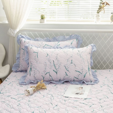 91家纺网 家纺一手货源 找家纺 爱妮玖玖 2025新款 夏风系列 全棉印花夹棉花边枕套