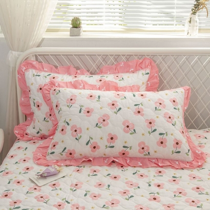 91家纺网 家纺一手货源 找家纺 爱妮玖玖 2025新款 夏风系列 全棉印花夹棉花边枕套