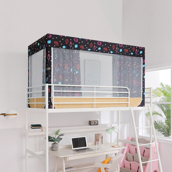 91家纺网 家纺一手货源 找家纺 新太阳2022新款新款学生宿舍免安装遮光蚊帐天空系列 外太空