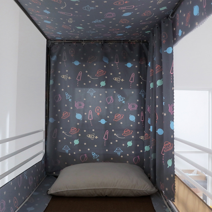 91家纺网 家纺一手货源 找家纺 新太阳2022新款新款学生宿舍免安装遮光蚊帐天空系列 外太空
