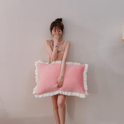 91家纺网 家纺一手货源 找家纺 （总）KA家纺 2023冬季双层花边牛奶法莱水晶绒单枕套