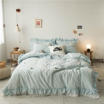 淑女公社 2020新款秋冬毛巾绣13色四件套 小雏菊淡蓝