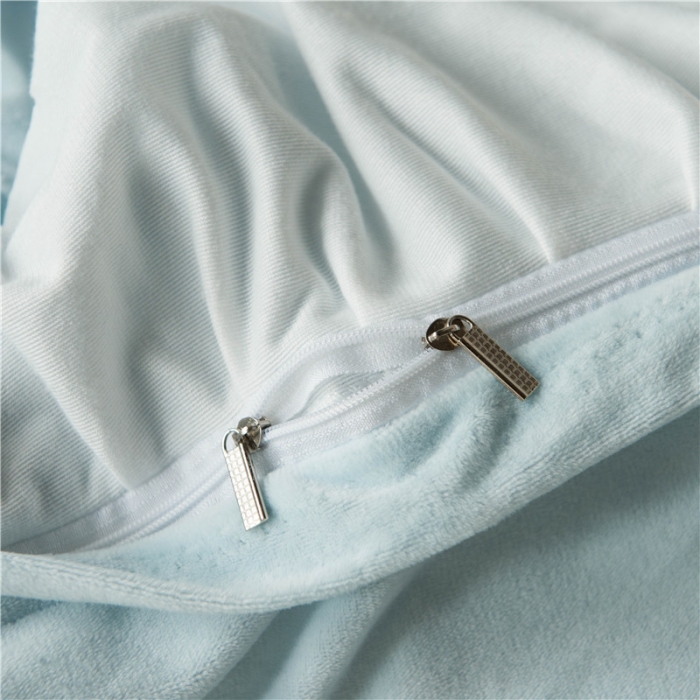 91家纺网 家纺一手货源 找家纺 淑女公社 2020新款秋冬毛巾绣13色四件套 小雏菊淡蓝