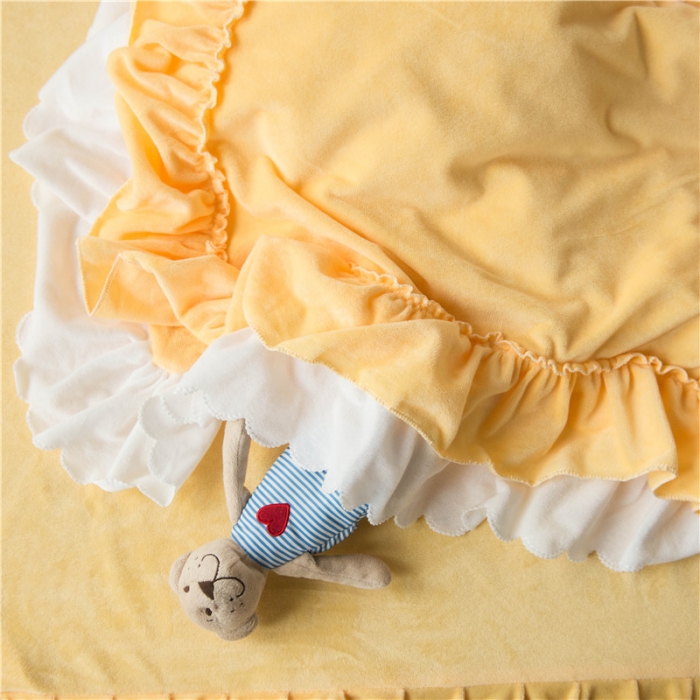 91家纺网 家纺一手货源 找家纺 淑女公社 2020新款秋冬毛巾绣13色四件套 小兔子嫩黄