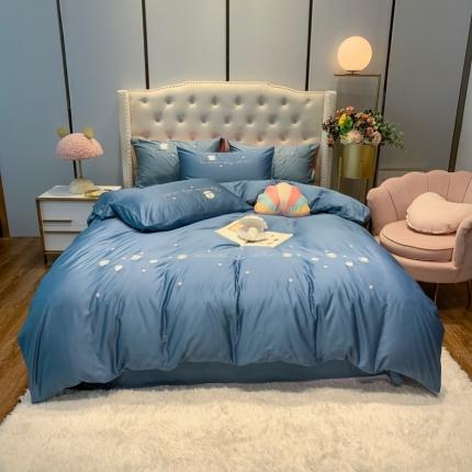 91家纺网 家纺一手货源 找家纺 眠帛家居 2020新款贡缎全棉绣花系列 贝壳宾利兰