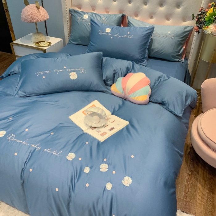 91家纺网 家纺一手货源 找家纺 眠帛家居 2020新款贡缎全棉绣花系列 贝壳宾利兰