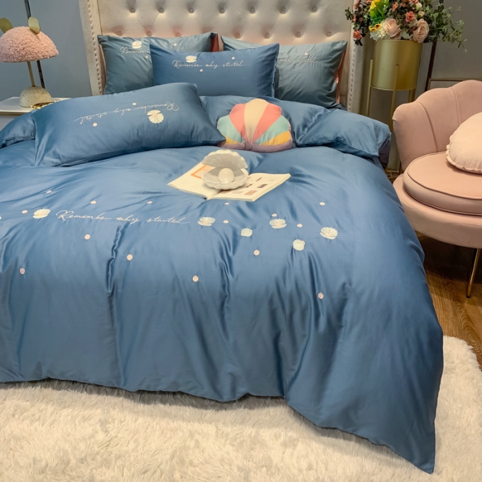 91家纺网 家纺一手货源 找家纺 眠帛家居 2020新款贡缎全棉绣花系列 贝壳宾利兰