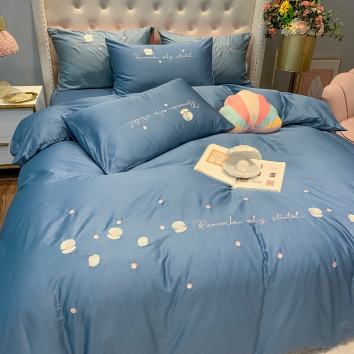 91家纺网 家纺一手货源 找家纺 眠帛家居 2020新款贡缎全棉绣花系列 贝壳宾利兰