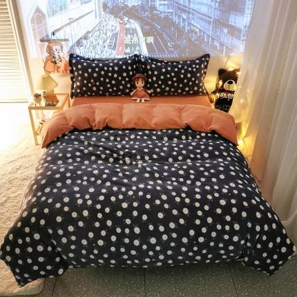 91家纺网 家纺一手货源 找家纺 HL原创 2020新款牛奶绒四件套 小雏菊