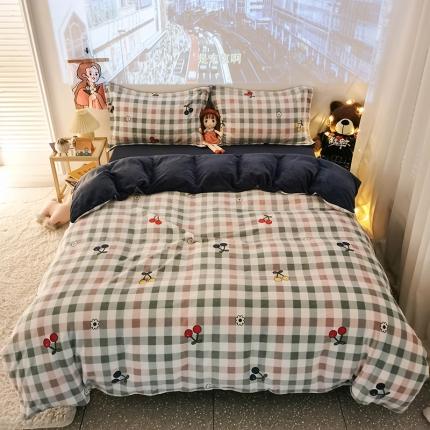 91家纺网 家纺一手货源 找家纺 HL原创 2020新款牛奶绒四件套 小殷桃