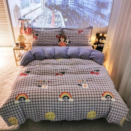 91家纺网 家纺一手货源 找家纺 HL原创 2020新款牛奶绒四件套 殷桃派