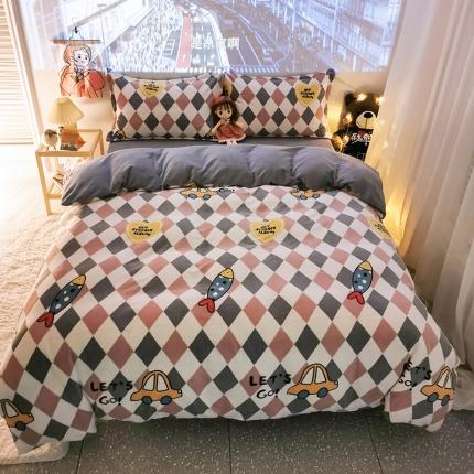 91家纺网 家纺一手货源 找家纺 HL原创 2020新款牛奶绒四件套 鱼格格