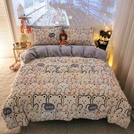 HL原创 2020新款牛奶绒四件套 笨笨熊