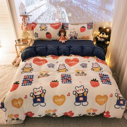 HL原创 2020新款牛奶绒四件套 嗨皮