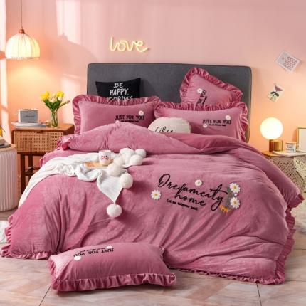 91家纺网 家纺一手货源 找家纺 （总）唐人居 2025新款宝宝绒毛巾绣雏菊系列四件套