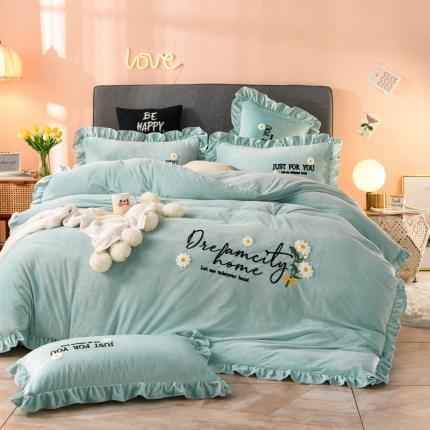 91家纺网 家纺一手货源 找家纺 （总）唐人居 2025新款宝宝绒毛巾绣雏菊系列四件套