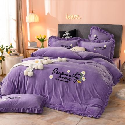 91家纺网 家纺一手货源 找家纺 （总）唐人居 2025新款宝宝绒毛巾绣雏菊系列四件套